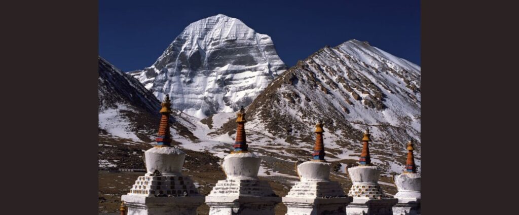Mount Kailash with small monuments